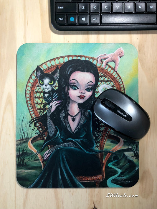Mouse Pad "Morticia and Her Cat Gomez"