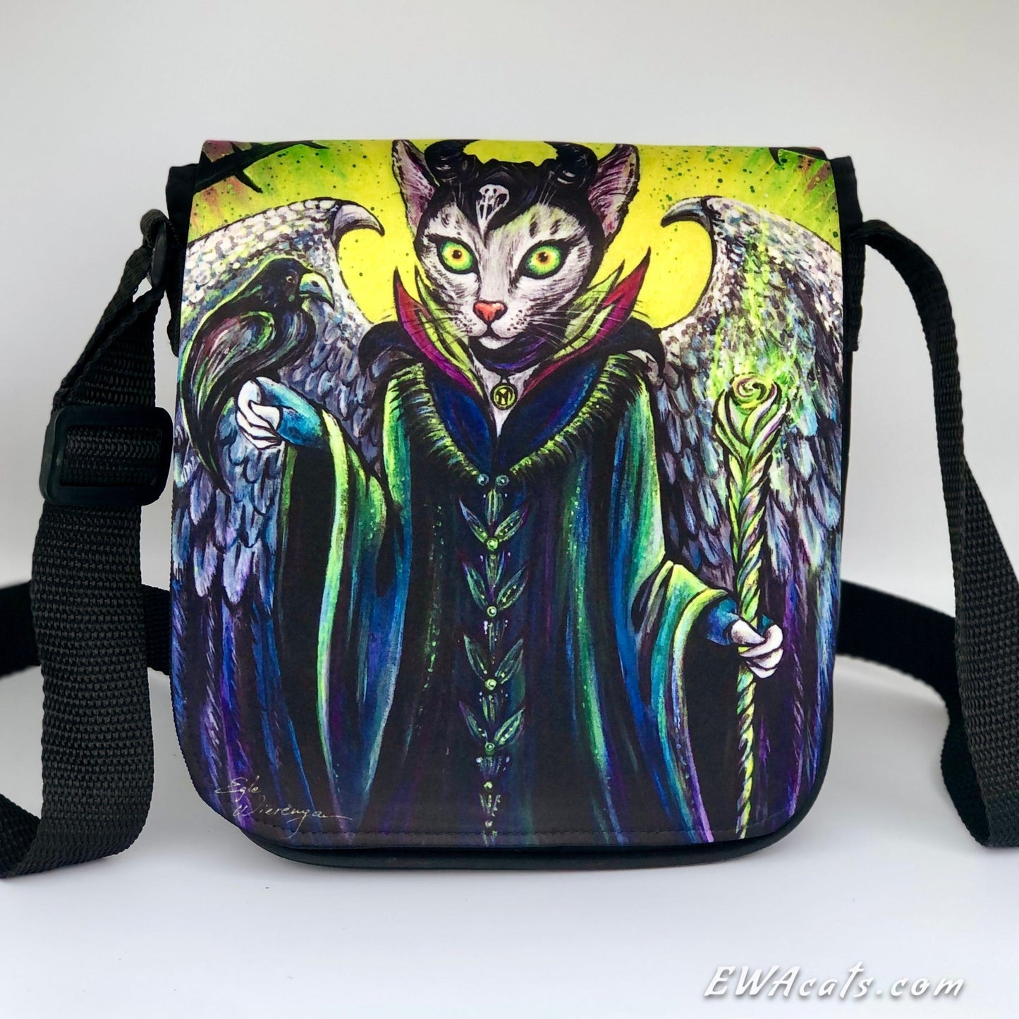 Shoulder Bag "Meowlificent" with a Removable Flap