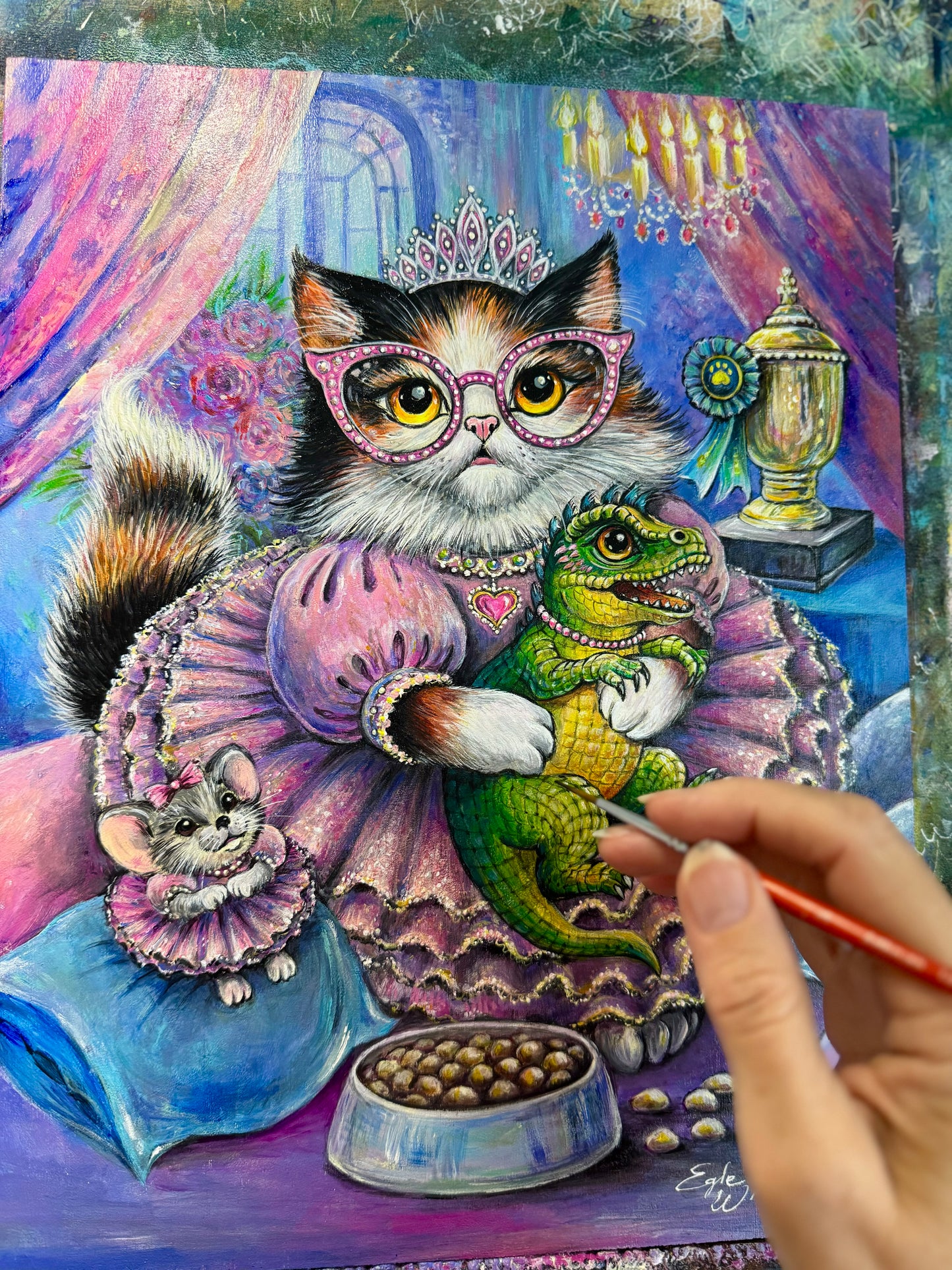 Original Painting "Purrincess and Her Little Monste"