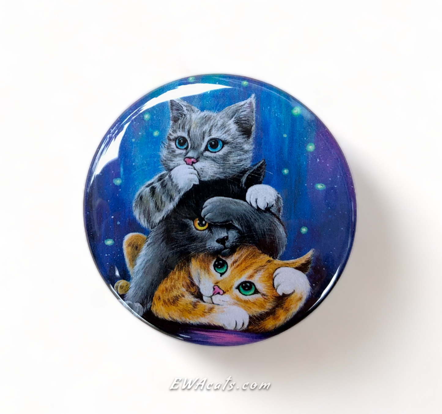 Button "Three Wise Kitties"