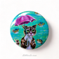 Button "Umbrella Cat"