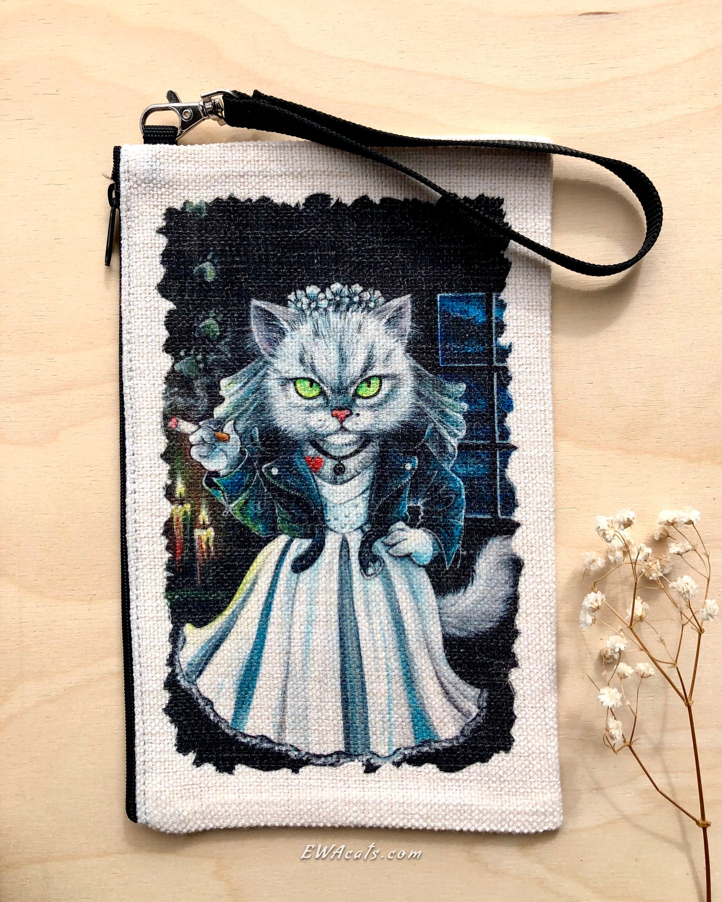 Linen Wallet "Tiffany Meowlentine"