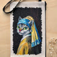 Linen Wallet "Cat With a Pearl Earring"