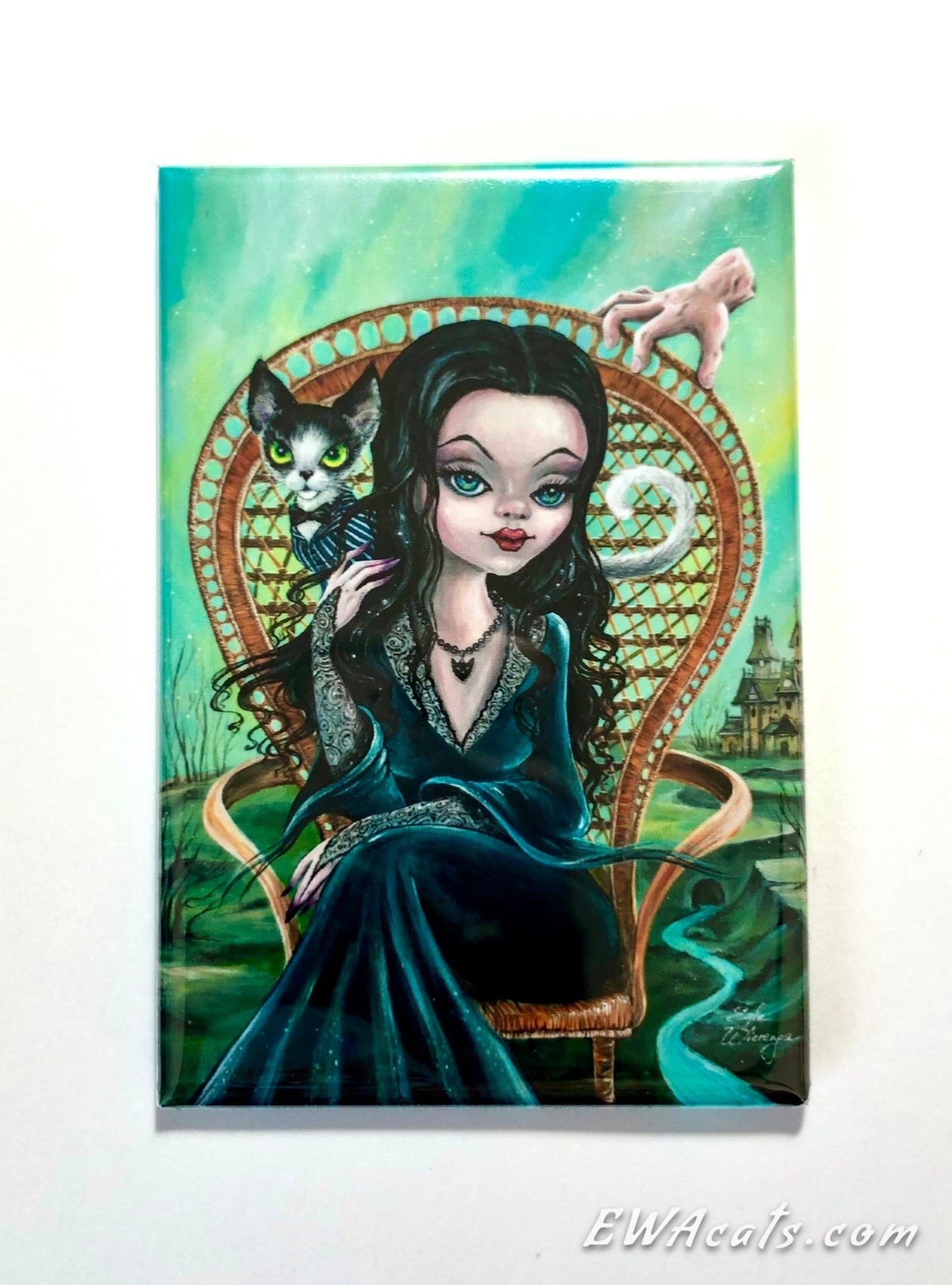 MAGNET 2"x 3" Rectangle "Morticia and Her Cat Gomez"