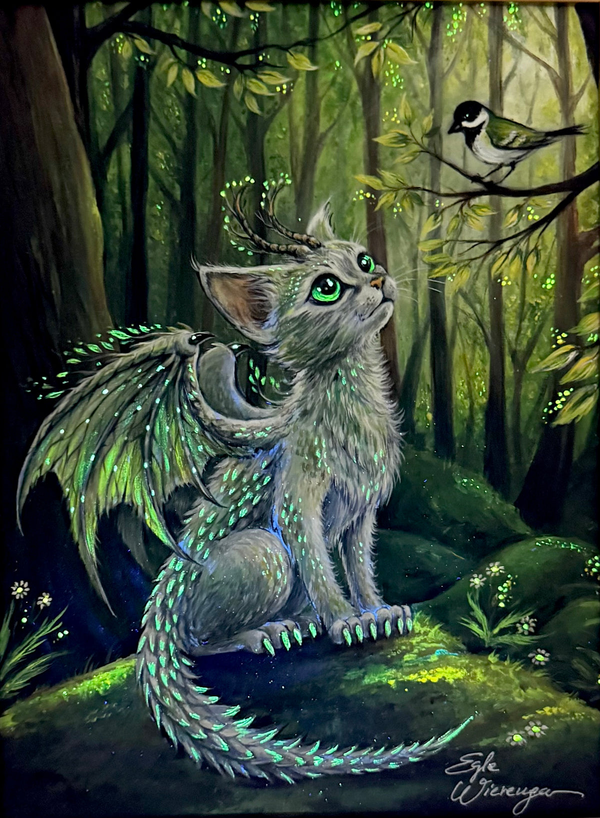 Original Painting "Forest Dragon Kitty"