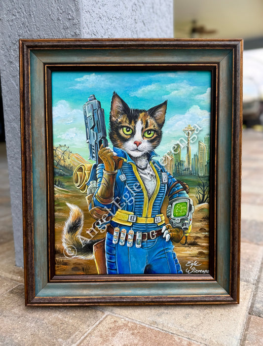 SPECIAL ORDER! for Dr. Robert, Original Painting "Lucy Cat" Inspired by Fallout