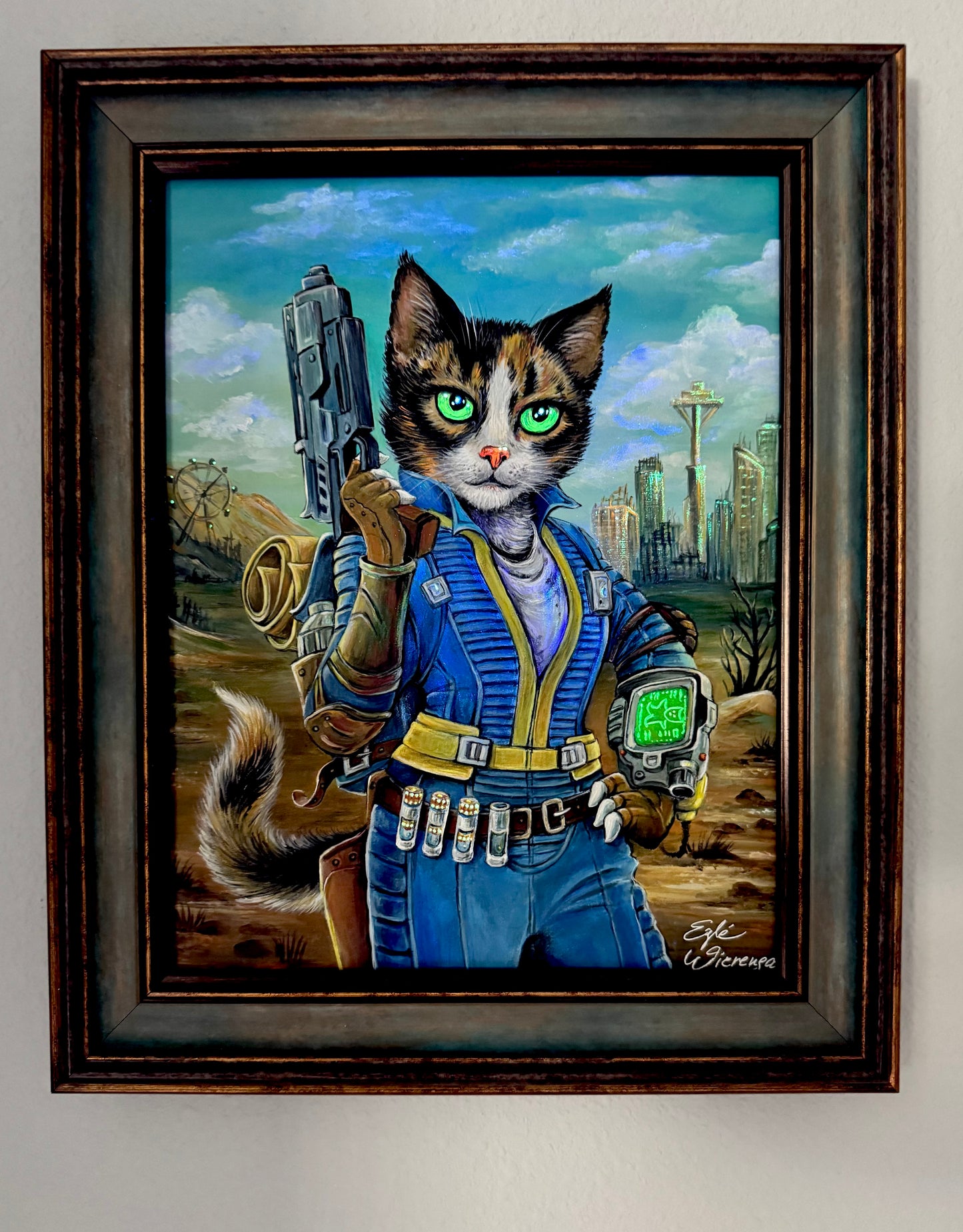 SPECIAL ORDER! for Dr. Robert, Original Painting "Lucy Cat" Inspired by Fallout
