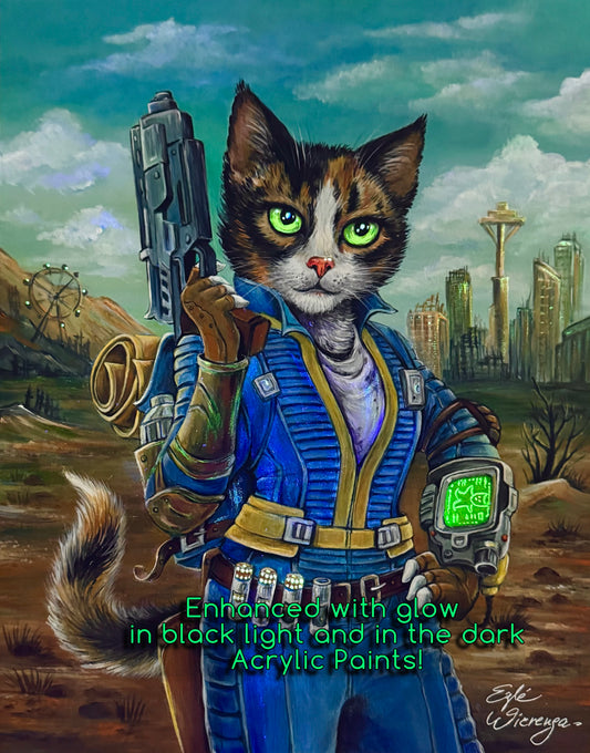 SUPREME MASTER CANVAS  "Lucy Cat" Inspired by Fallout, Limited to 5!