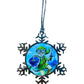 ORNAMENT 3"x 3" Silver Snowflake "Kitty Link" (Image on both sides)