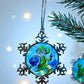 ORNAMENT 3"x 3" Silver Snowflake "Kitty Link" (Image on both sides)
