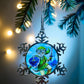 ORNAMENT 3"x 3" Silver Snowflake "Kitty Link" (Image on both sides)