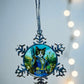 ORNAMENT 3"x 3" Silver Snowflake "Lucy Cat" (Image on both sides)