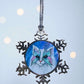 ORNAMENT 3"x 3" Silver Snowflake "Butterfly Whiskers" (Image on both sides)