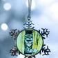 ORNAMENT 3"x 3" Silver Snowflake "Here's Kitty" (Image on both sides)