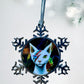 ORNAMENT 3"x 3" Silver Snowflake "Ziggy Starpaws" (Image on both sides)