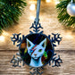 ORNAMENT 3"x 3" Silver Snowflake "Ziggy Starpaws" (Image on both sides)