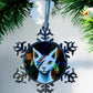 ORNAMENT 3"x 3" Silver Snowflake "Ziggy Starpaws" (Image on both sides)