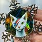 ORNAMENT 3"x 3" Silver Snowflake "Ziggy Starpaws" (Image on both sides)
