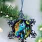 ORNAMENT 3"x 3" Silver Snowflake "Jack and Sally Meows" (Image on both sides)