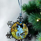 ORNAMENT 3"x 3" Silver Snowflake "JCat in Gold" (Image on both sides)