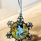 ORNAMENT 3"x 3" Silver Snowflake "JCat in Gold" (Image on both sides)