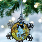 ORNAMENT 3"x 3" Silver Snowflake "JCat in Gold" (Image on both sides)