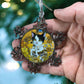 ORNAMENT 3"x 3" Silver Snowflake "JCat in Gold" (Image on both sides)