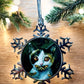 ORNAMENT 3"x 3" Silver Snowflake "Silence if The Cats" (Image on both sides)