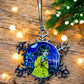 ORNAMENT 3"x 3" Silver Snowflake "Coraline and Her cat" (Image on both sides)