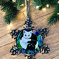 ORNAMENT 3"x 3" Silver Snowflake "Purrfect harmony" (Image on both sides)