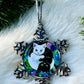 ORNAMENT 3"x 3" Silver Snowflake "Purrfect harmony" (Image on both sides)