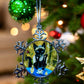 ORNAMENT 3"x 3" Silver Snowflake "Audrey HepPurr" (Image on both sides)