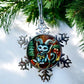 ORNAMENT 3"x 3" Silver Snowflake "Kitty Krampus" (Image on both sides)