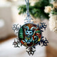 ORNAMENT 3"x 3" Silver Snowflake "Kitty Krampus" (Image on both sides)