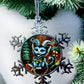 ORNAMENT 3"x 3" Silver Snowflake "Kitty Krampus" (Image on both sides)