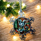 ORNAMENT 3"x 3" Silver Snowflake "Kitty Krampus" (Image on both sides)