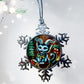 ORNAMENT 3"x 3" Silver Snowflake "Kitty Krampus" (Image on both sides)