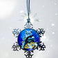 ORNAMENT 3"x 3" Silver Snowflake "Three Wise kitties"
