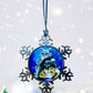 ORNAMENT 3"x 3" Silver Snowflake "Three Wise kitties"