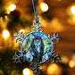 ORNAMENT 3"x 3" Silver Snowflake "Cat Sparrow" (Image on both sides)