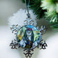 ORNAMENT 3"x 3" Silver Snowflake "Cat Sparrow" (Image on both sides)
