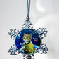 ORNAMENT 3"x 3" Silver Snowflake "Cattain Purrk" (Image on both sides)