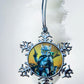 ORNAMENT 3"x 3" Silver Snowflake "Meowdalorian" (Image on both sides)