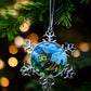 ORNAMENT 3"x 3" Silver Snowflake "Kitty Bee" (Image on both sides)