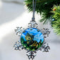 ORNAMENT 3"x 3" Silver Snowflake "Kitty Bee" (Image on both sides)