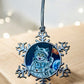 ORNAMENT 3"x 3" Silver Snowflake "First Cat on the Moon" (Image on both sides)