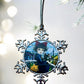 ORNAMENT 3"x 3" Silver Snowflake "Kiki and Jiji" (Image on both sides)
