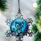 ORNAMENT 3"x 3" Silver Snowflake "Kitty Stitch" (Image on both sides)