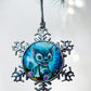 ORNAMENT 3"x 3" Silver Snowflake "Kitty Stitch" (Image on both sides)