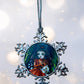 ORNAMENT 3"x 3" Silver Snowflake "Lydia and Her Beetle Kitty" (Image on both sides)